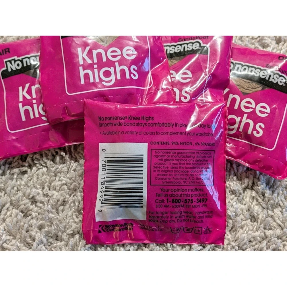 No Nonsense Knee Highs - Sandalfoot #508 - Tan -‎ Lot of 5
